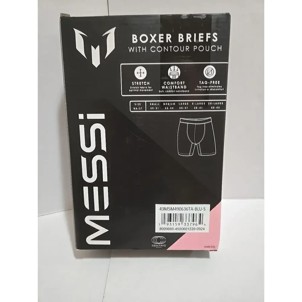 MESSI COLLECTION 3 Pack Mens Stretch Boxer Briefs NAVY SMALL NEW